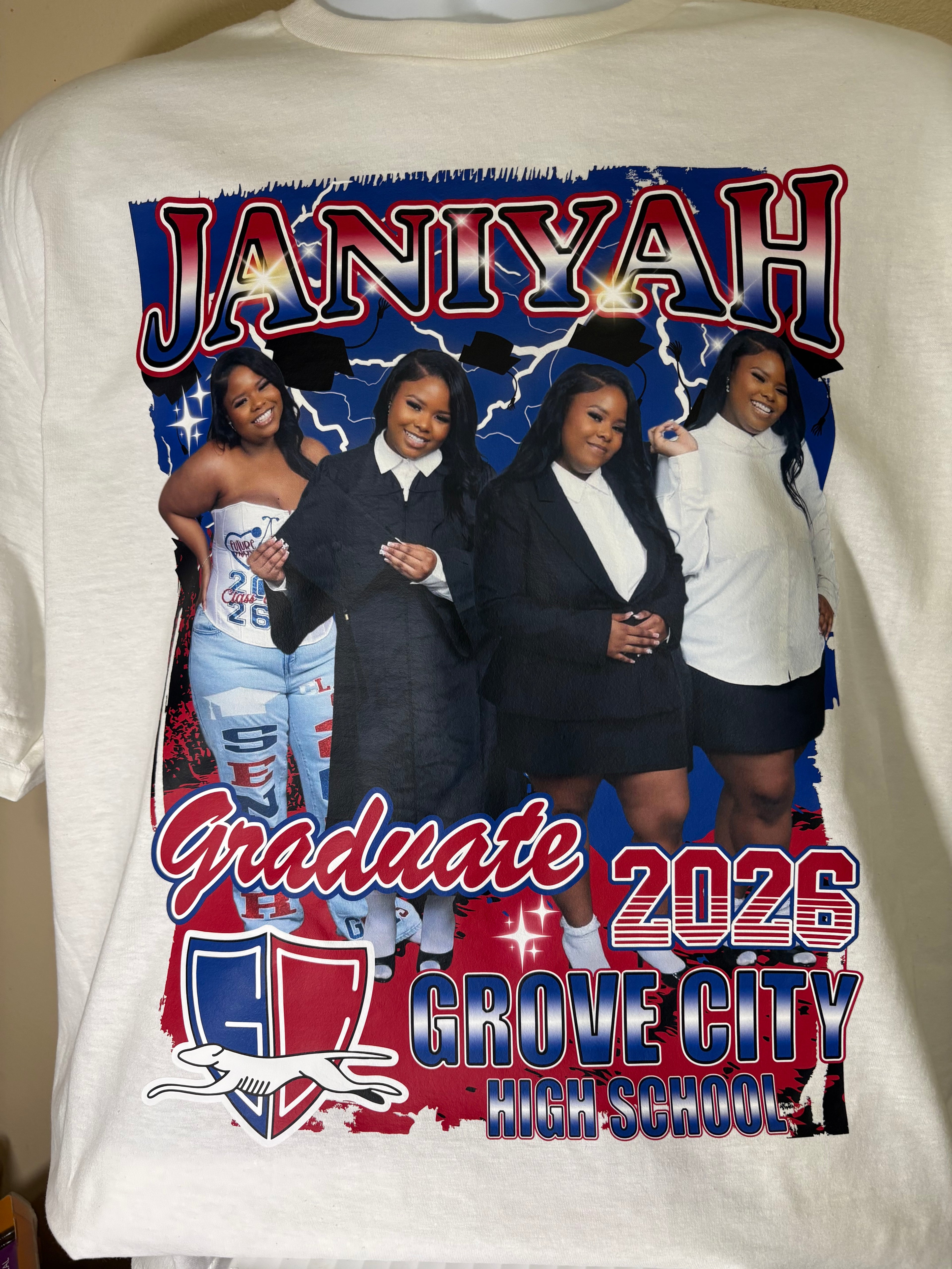 Six (6) Custom Graduate T-Shirts with photos for $125.00