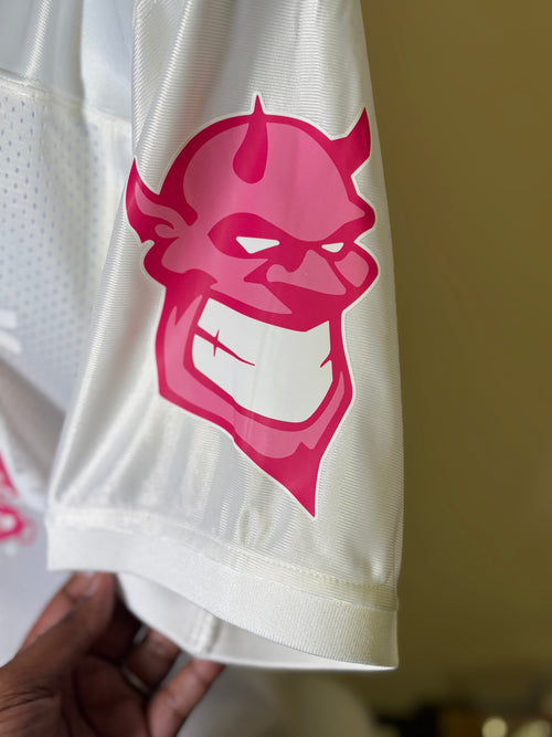 Custom Cheer Pink Out Jersey with Custom Socks
