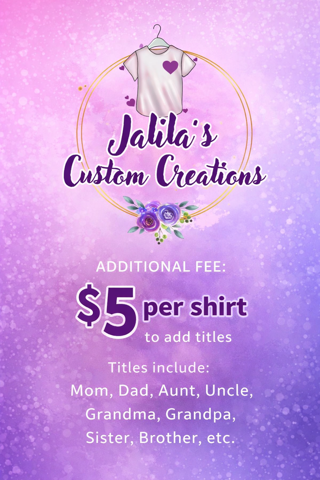 Add Custom Titles (add-on to Custom T-shirt Package)