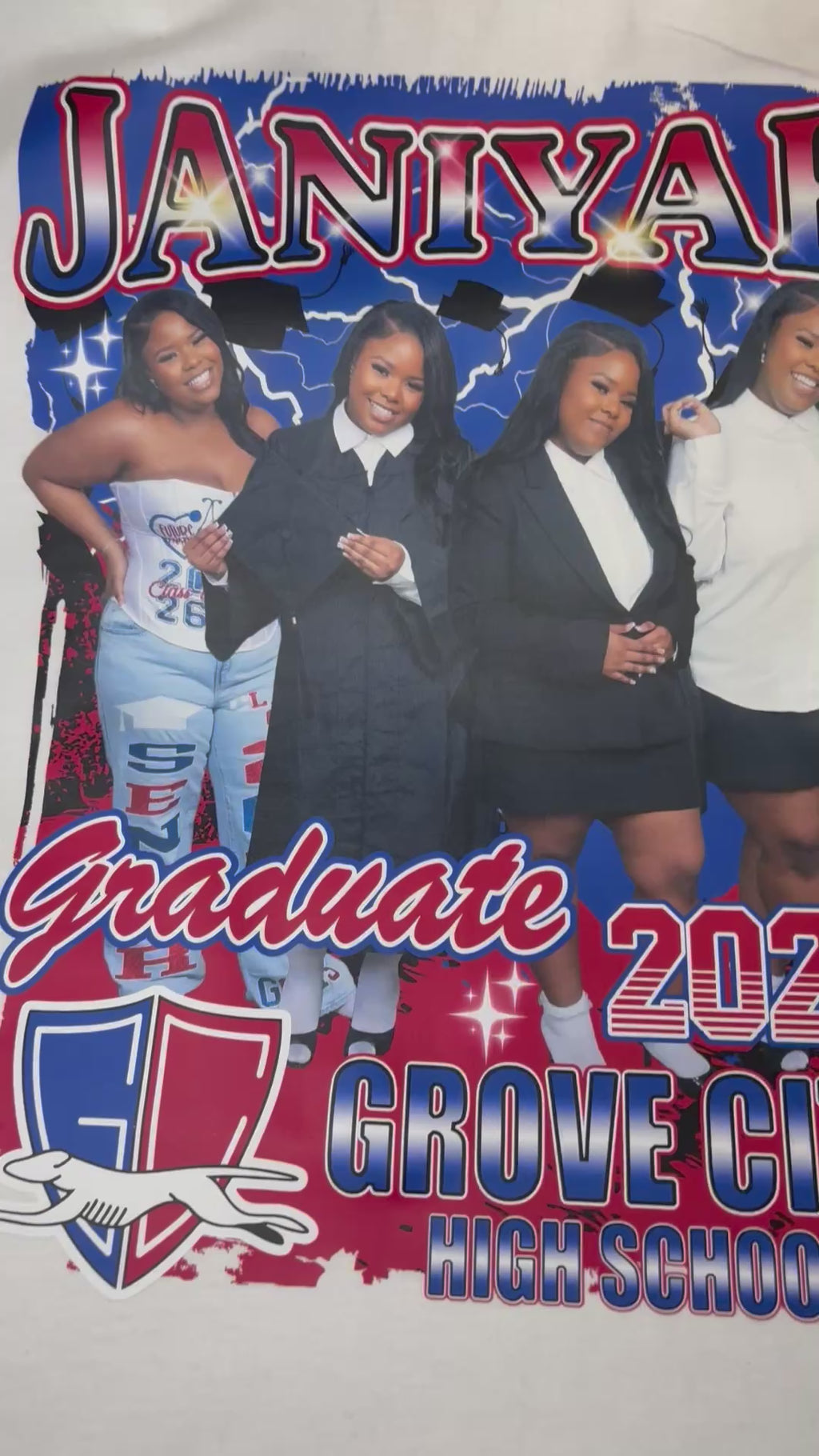 Six (6) Custom Graduate T-Shirts with photos for $125.00