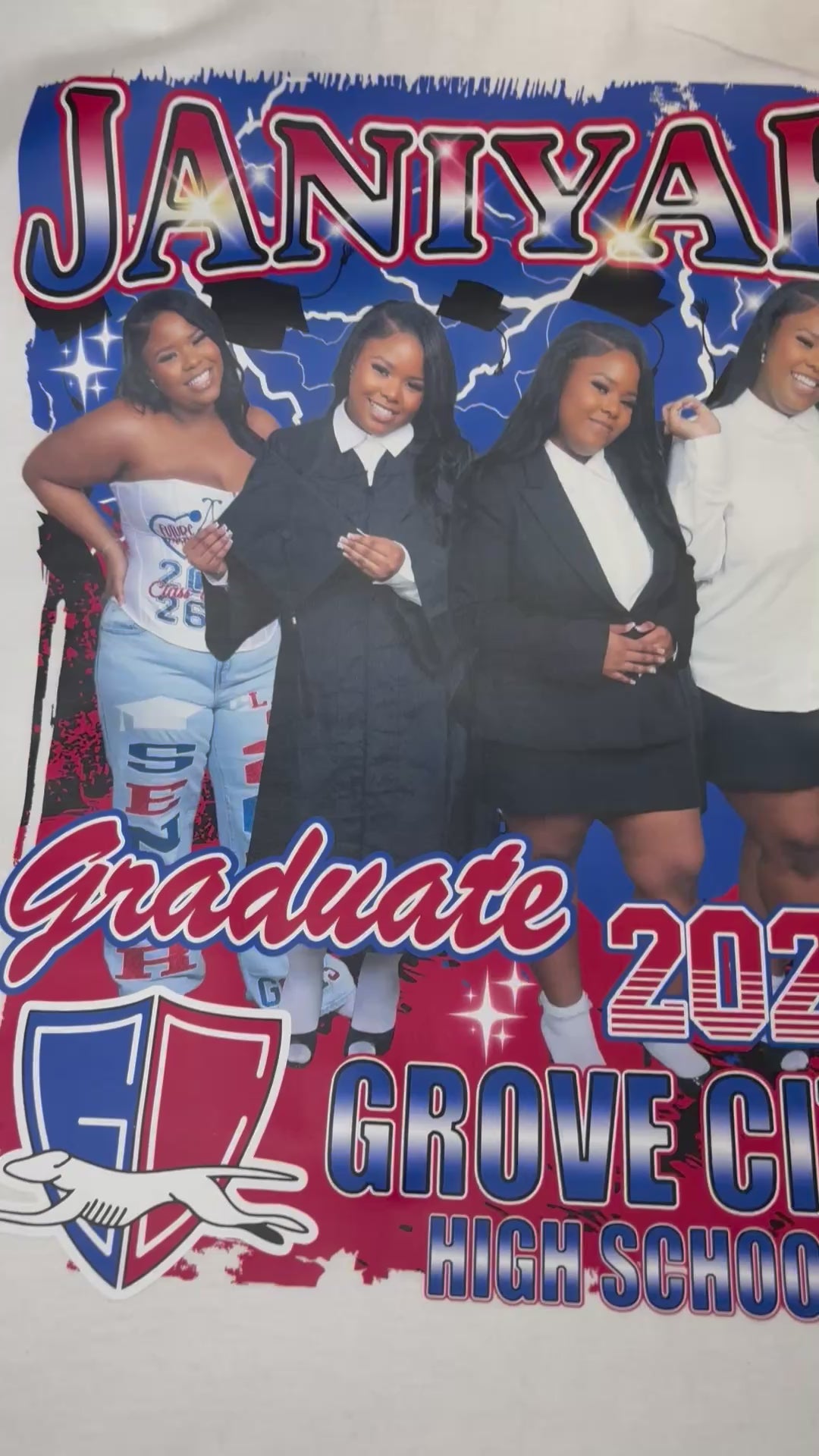 Six (6) Custom Graduate T-Shirts with photos for $125.00